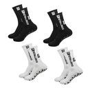 TONGXiNHUA and three Chinese characters 4 Pairs Men's Athletic Socks Grippy Non-Slip Basketball Dot Rubber Non-Slip Soccer Socks, One Size Tall, 2 White + 2 Black