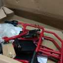 Medline Ultra Lightweight Transport Wheelchair for Adults, Foldable, 19-Inch Seat Width, Red Frame, Black Upholstery