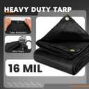 Keten Tarps Heavy Duty Waterproof 20x25 Feet, Extra Thick 16 Mil (Black)