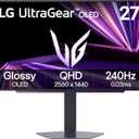 LG 27GX704A-B 27-inch Ultragear QHD (2650x1440) OLED Gaming Monitor 240Hz, 0.03ms, NVIDIA G-Sync Compatible, AMD FreeSync Premium Pro, VESA Display HDR TrueBlack400, HDMI 2.1, DisplayPort, Black