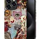 DAIZAG Compatible with iPhone 15 Pro Case,Mosaic Glass Tiles Eyes Full Pattern Plastic Soft TPU Hybrid Hard Shell + Silicone Bumper Protection Case