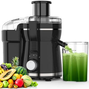 Juicer Machine, 500W Centrifugal Juicer Extractor with 3 Speed & Wide Mouth 3 Feed Chute for Fruit Vegetable, High Yield Juicer Included Cleaning Brush for Easy to Clean
