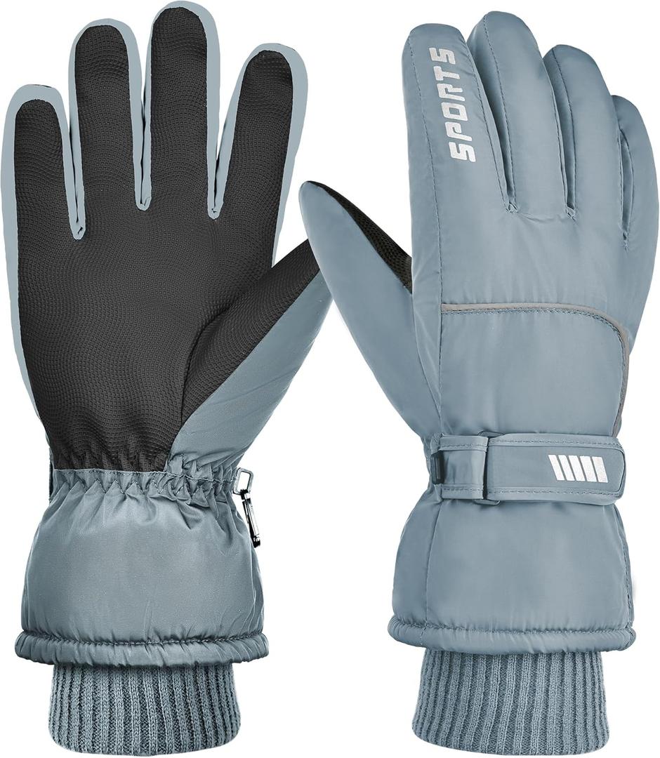 2 x Unisex Waterproof Winter Gloves Touchscreen,Windproof Thermal Ski Gloves for Men Women, Warm for Snowboarding, Hiking, Running,Outdoor Activities (Large, Light blue)