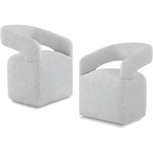 Upholstered Dining Chairs with Removable Casters Barrel Side Armchair with Rollers for Diningroom Bedroom Livingroom Reading Room, Light Grey, Pack of 1