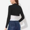 Allegra K Elegant Shrugs for Women's Long Sleeve Cotton Knit Open Front Bolero Shrug (Black, M)