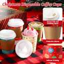 Cunhill 100 Sets 9oz Christmas Disposable Coffee Cups with Lid Vivid