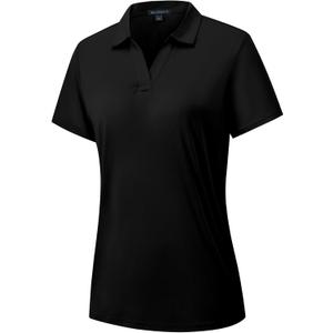Women's Polo Shirts Short Sleeve Quick Dry UPF 50+ Sun Protection Business Casual Collared Shirt Tennis Golf Shirt Work Tops (X-Large, Black)