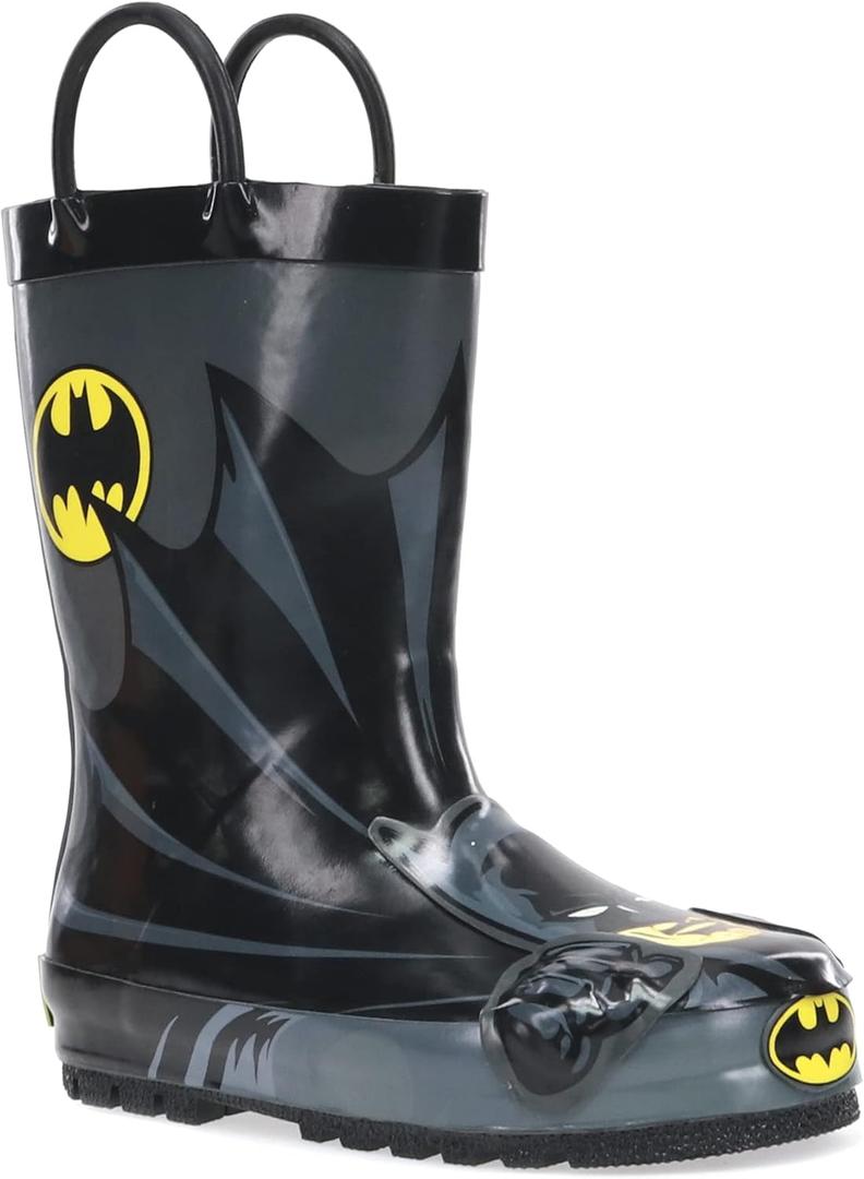 Western Chief Rain Boots with Pull on Handles for Toddlers and Kids - Premium Waterproof Boots for Boys and Girls (Batman Everlasting), 5 M US Toddler
