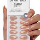 BTArtbox Press On Nails Short - Sunlit Grace, Lamp-Curable Orange Chrome French Tip Almond Press On Nails with Glue and Adhesive Tabs for Women in 16 Sizes - 32 Nails All-in-One Kit