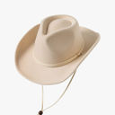 Jastore Boys Girls Cowboy Hat Kids Western Hat Felt Cowboy Hat Cowgirl Hat with Landyard (Beige, 5-10 Years)