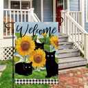 DLZDN Summer Cat Garden Flag Sunflower Black Cat Garden Flag 1218 Inch Double Sided Buffalo Plaid Farmhouse Welcome Yard Flag Spring Summer Seasonal Outdoor Decor