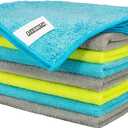FIXSMITH Microfiber Cleaning Cloth - Pack of 8, Size: 12 x 16 in, Multi-Functional Cleaning Towels, Highly Absorbent Cleaning Rags, Lint-Free, Streak-Free Cleaning Cloths for Car Kitchen Home (3 Colors Assorted)