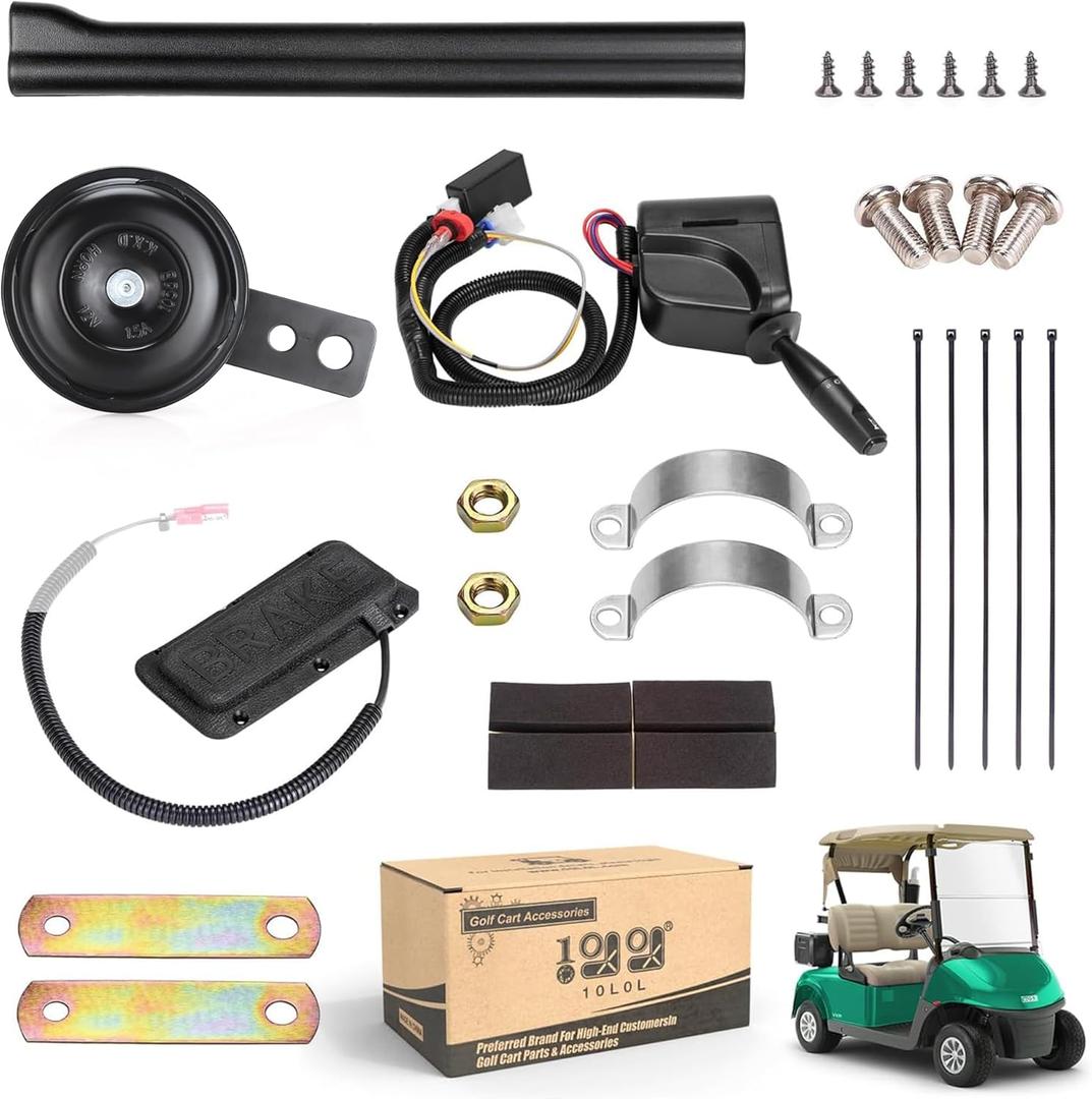 10L0L Golf Cart Turn Signal Kit with Horn Brake Hazard Blinker Light Switch with 9-pin Plug Wiring Harness, Suitable for Yamaha, Club Car, EZGO (Fit Input Current 12V)