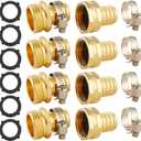 4 Set Brass Garden Hose Repair Connector Kit with Clamps, Fit for 3/4" Garden Hose Fitting,3/4'' Barb x 3/4'' GHT Garden Hose Adapter/Fittings, Water Hose Repair Kit
