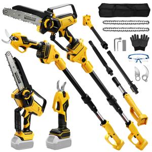 4-in-1 Cordless 8 Inch Pole Saw & Pruning Shears for Dewalt 20V, No Battery