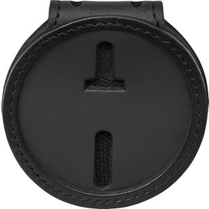 Perfect Fit Round Police Badge Holder 2.5 Inches Round Belt Clip Neck Chain Badge Holder Law Enforcement Black Leather (Cutout 708)