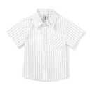 Boys Short Sleeve Button Down Oxford Striped Casual Dress Shirt Summer Tops White Tag 120CM - 4T