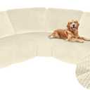 Arfntevss Sectional Recliner Couch Covers Velvet Corner Sectional Sofa Cover for Reclining Couch Stretch Soft L Shape Recliner Slipcover Thick U Shaped Washable Protector (5 Seat Cover, Beige)