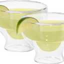 Oggi Margarita Double Wall Insulated Glass Ideal for Margaritas and Cocktails, Stays Cool Longer Even Outdoors, Visually Stunning, 10oz / 300ml, Set of 2 (Clear)