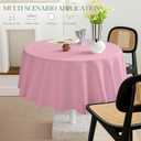 BYDOLL Table Cloth Round 60 Inch Tablecloth Fits Max 50 Inch Diameter Top,Pink Washable Outdoor Winkle and Stain Resistant Spillproof Polyester Tablecloths for Round Tables Party Cover