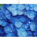 Dish Drying Mat Hydrangeas Flower Blue for Kitchen Counter Absorbent 18x24 Inch Microfiber Dishes Plate Glass Dry Draining Pad Reversible Washable (C033)