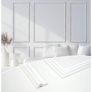STICKGOO Pre-Cut Wall Panel Molding Set of 6 Frames  Easy-to-Assemble Wainscoting for Interior Dcor, Picture Frame Style Molding for Living Room, Bedroom, and Accent Walls (White)