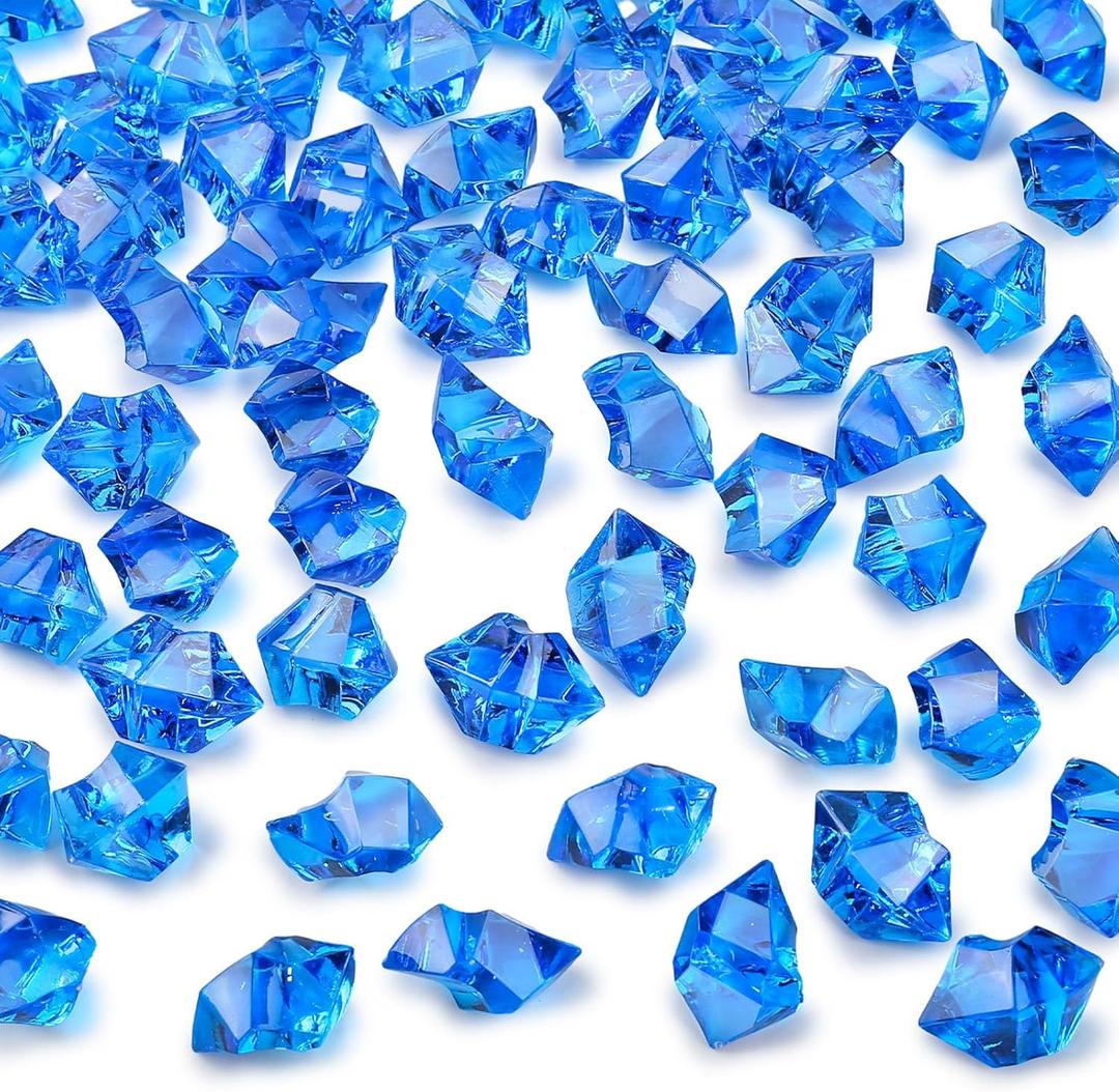 DomeStar Navy Blue Fake Ice Rocks, 150PCS Acrylic Gems Crystals Plastic Diamonds Centerpiece for Vase Fillers DIY Craft Wedding Party Table Scatter Aquarium Tank Cobalt Blue Decorations