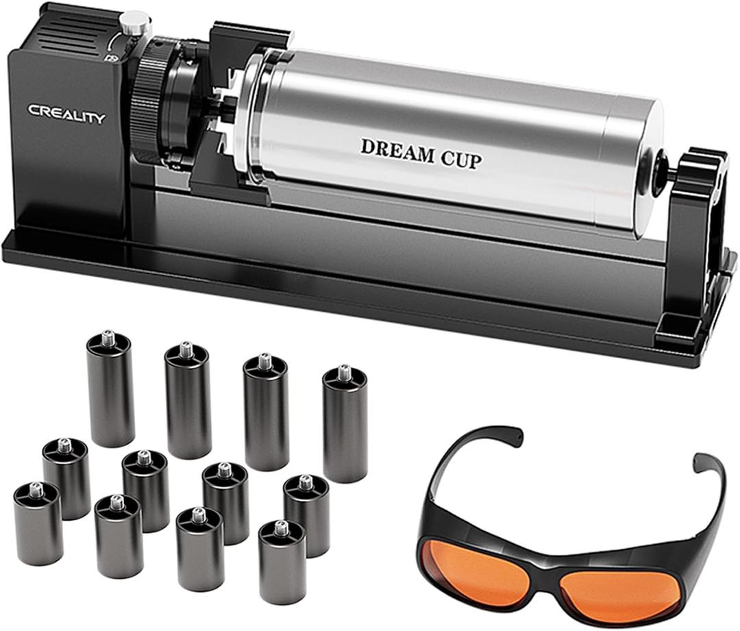 Creality Laser Rotary Roller Pro for Falcon A1 Laser EngraverSuitable for Engraving Cylindrical Objects, Rotary Kit with M6 Raiser for Falcon A1, Professional Goggles