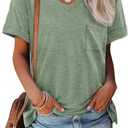 ATHMILE Womens T Shirts 2026 Short Sleeve V-Neck Shirts Cute Fit Summer Casual Tee Tops XL (Gray Green)