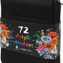 TBC The Best Crafts 72 Colors Dual Tip Acrylic Paint Markers, Double zipper design Topgrade Canvas bag,Waterproof, Non-Toxic, odorless, Suitable for Paper,Pottery, Stones, Glass,outdoor painting