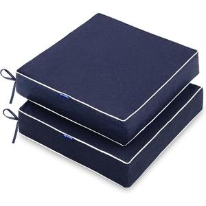 MIULEE 22 x 22 x 3 Inch Outdoor Chair Cushions, Waterproof Seat Cushions for Patio Furniture Garden with Ties Patio Chair Cushions Set of 2, Navy