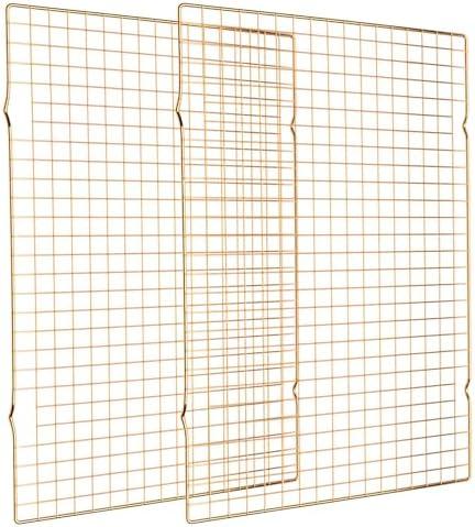 Cooling Rack for Baking, 4-Pack 16x10 Inches Baking Rack, Thick Wire Cookie Rack for Cooking, Roasting, Grilling, Drying, Oven Safe, Fits Half Sheet Pan, Gold