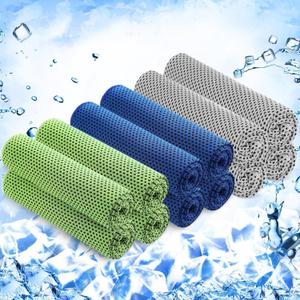 Hosuly 12 Pieces Cooling Towels for Hot Weather Soft Breathable Cold Towel Yoga Towels for Sweat, Sports, Workout, Fitness, Gym, Running, Travel Camping, 12 x 40 Inch (Dark Blue, Light Gray, Green)