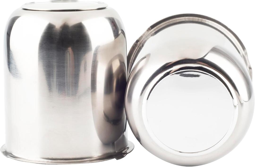 2Pcs 3.19in Trailer Wheel Center Caps Push Through Stainless Steel Hub caps for Truck SUV RV Wheel Rim, Chrome