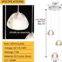 Modern Chandelier Crystal Pendant Light for Kitchen Island Dining Room Bedroom Hallway Silver, 3-Lights Round