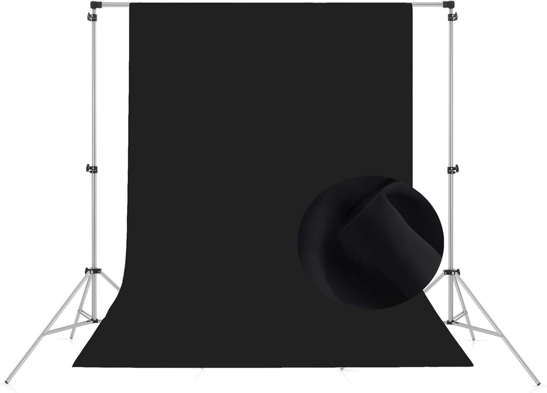 8FTX10FT Black Backdrop Background for Photography, High Density Photo Backdrop Curtain, Perfect Black Screen Backdrops for Photoshoot Portraits Party Video Studio