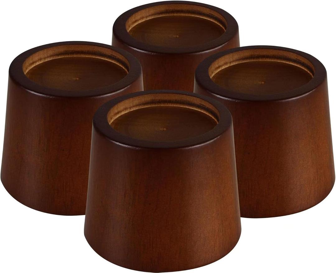 3 x Wood Bed Furniture Risers Blocks - 3 inch Set of 4 Bed Risers, Heavy Duty Solid Wood Round Risers, Sofa Riser with Non-Slip Pad, Create Storage Space and Easy Cleaning for The Sweeper