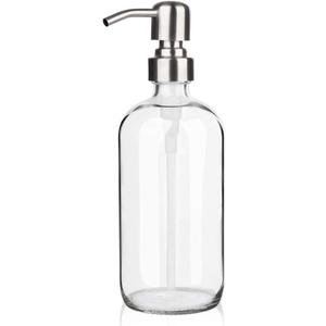 ARKTEK Glass Soap Dispenser - Clear Dish Soap Dispenser for Kitchen, Refillable Liquid Hand SoapDispenser with Rust Proof Stainless Steel Pump for Bathroom, Countertop (17 Ounce/ 500 ML)