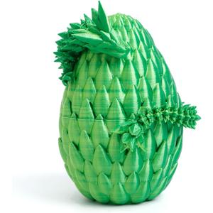 Dragon Egg - Gold Mix Green - Surprise Egg with Flexible Dragon, 3D Printed Gift, Articulated Dragon Egg Fidget Toy, Figurine Decor (12 Dragon)