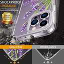 GiiKa for iPhone 14 Pro Max Case with Screen Protector, 6.7" Clear Full Body Shockproof Protective Floral Girls Women Hard Case with TPU Bumper Cover Phone Case for iPhone 14 Pro Max, Purple Flowers
