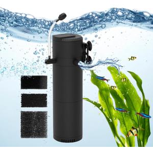 3-Stage Internal Aquarium Filter 320GPH Turtle Filter in-Tank Filter Dual Water Outlet & Aeration, Fish Tank Filter Turtle Tank Filter for 60-100 Gallon Tanks