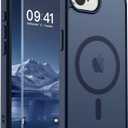 SUPFINE Magnetic for iPhone 17e Case/iPhone 16e Case with Screen Protector (Compatible with MagSafe) (Military Grade Drop Protection) Translucent Matte Shockproof Phone Cover,Dark Blue