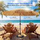 HOMSHADE 9ft Hula Thatched Hawaiian Style Tiki Umbrella with Crank & Tilt, UPF 50+ Nylon Thatch & 220GSM Polyester Canopy, 8 Heavy-Duty Steel Ribs for Outdoor, Patio, Beach, Pool, Backyard, Garden