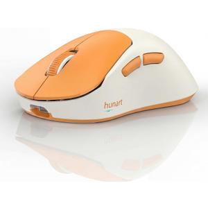 hunart H6 49g Wireless Mouse, Bluetooth & 2.4GHz Rechargeable Mouse, Lightweight Silent Ergonomic Mouse with USB-C Charging, Portable Right-Hand Office Mouse for Laptop, PC, MacBook, Office(Orange)