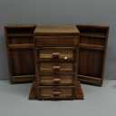 Jewelry Organizer, Rattan Jewelry Box, 5 Layer Wooden Jewelry Organizer Box with Mirror, Jewelry Boxes with 4 Drawers for Women Men, Jewelry Storage for Rings Earrings Necklaces Bracelets Watch (Natural (New))