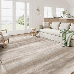 Brown Ombre 8x10 Area Rug Modern Abstract Washable Large Living Room Carpet Indoor Bedroom Accent Dining Room Office Non Slip Neutral Low Pile Throw Rug