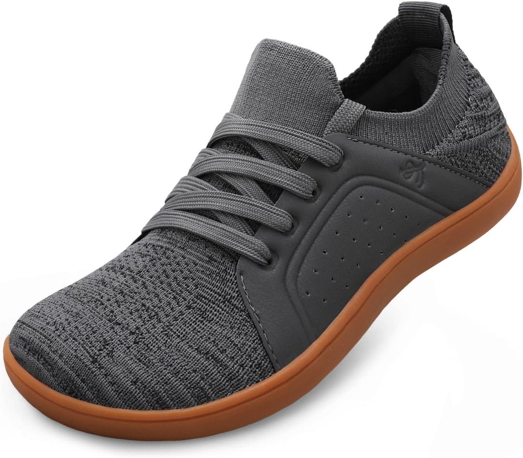 LeIsfIt Womens Walking Shoes Wide Toe Barefoot Shoes Breathable Minimalist Zero Drop Sneakers (Darkgrey) 40/8