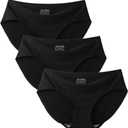 Womens Nylon Seamless Underwear Pack Available in High Waist Briefs and Low Rise Hipster for Legging No Show Panties (Black, XS)