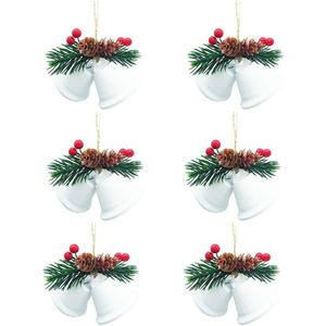 Christmas Bells Ornaments - 6 Pcs White Christmas Tree Bells Pendants for Holiday Party Decoration