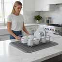 MicoYang Silicone Dish Drying Mat for Multiple Usage,Easy clean,Eco-friendly,Heat-resistant Silicone Mat for Kitchen Counter or Sink,Refrigerator or Drawer Liner Grey 2XL 24 inches x 18 inches
